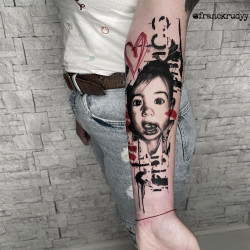 barb trash polka tattoo