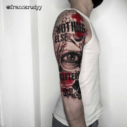 eyeball trash polka tattoo