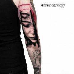 woman trash polka tattoo
