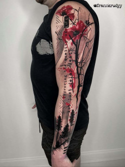 trees trash polka tattoo