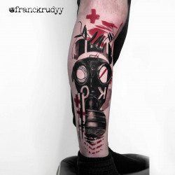 gas mask trash polka tattoo
