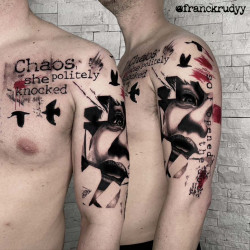 birds trash polka tattoo