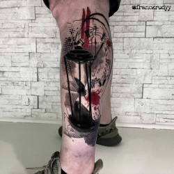 hourglass trash polka tattoo