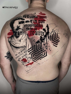 greek statue original trash polka tattoo work