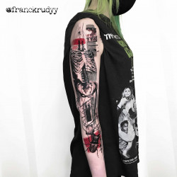 skeleton original trash polka tattoo work