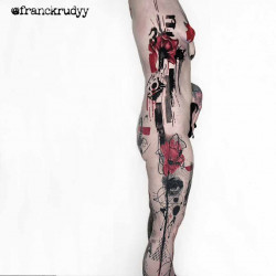 full body original trash polka tattoo work