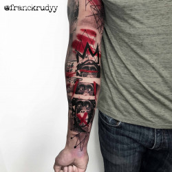 forearm original trash polka tattoo work