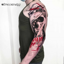 bicep original trash polka tattoo work