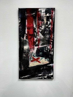 black white and red art